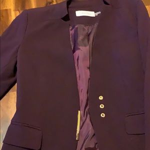 Plum Calvin Klein blazer 2P gold snap detail